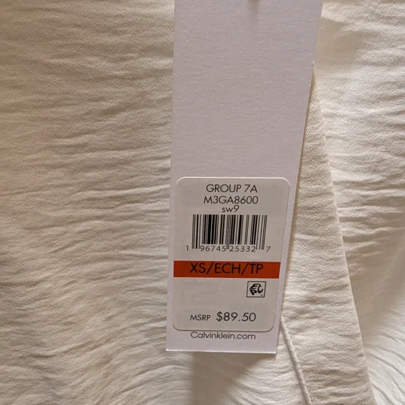 Calvin Klein White Ribbed Wrap Blouse - Picture 3 of 4